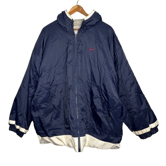VINTAGE Nike Rare Reversible Hooded Heavy Jacket - Picture 1 of 15